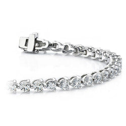 Bracciale Tennis In Oro Bianco 14K Con Naturale Diamanti Taglio Rotondo Da 6 Ct