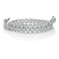 Bracciale Tennis In Oro Bianco 14K Con Naturale Diamanti Taglio Rotondo Incastonato Con Castone Da 11.25 Ct