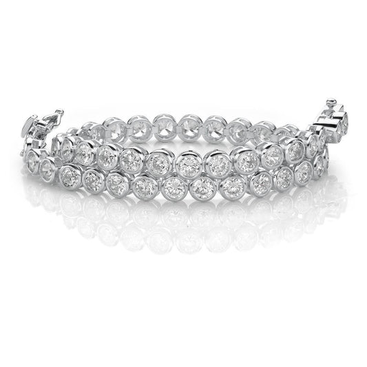 Bracciale Tennis In Oro Bianco 14K Con Naturale Diamanti Taglio Rotondo Incastonato Con Castone Da 11.25 Ct