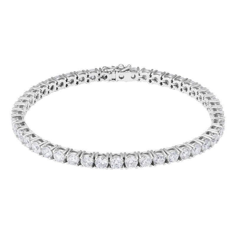 Bracciale Tennis In Oro Bianco 14K Con Vero Diamanti Taglio Brillante 5.40 Carati