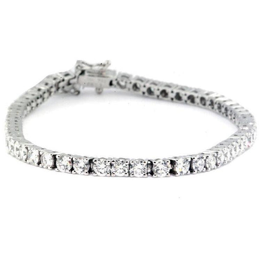 Bracciale Tennis In Oro Bianco 14K Con Vero Diamanti Taglio Brillante Rotondo. 6.60 Ct