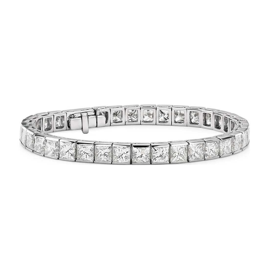 Bracciale Tennis In Oro Bianco 14K Con Vero Diamanti Taglio Princess Incastonato Da 9 Ct