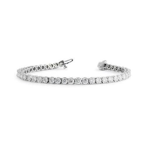 Bracciale Tennis In Oro Bianco 14K . Con Genuino Diamanti Taglio Brillante 8.40 Carati