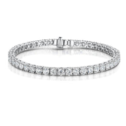 Bracciale Tennis In Oro Bianco 14K . Con Genuino Diamanti Taglio Rotondo 8.40 Carati