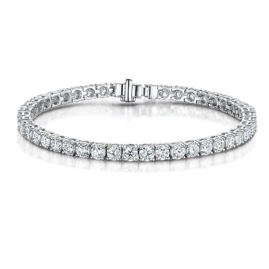 Bracciale Tennis In Oro Bianco 14K . Con Genuino Diamanti Taglio Rotondo 8.40 Carati