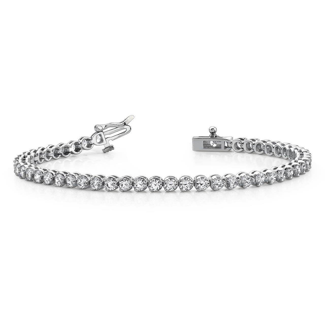 Bracciale Tennis In Oro Bianco Con Genuino Diamanti A Taglio Rotondo Da 5 Ct Con Montatura A Griffe