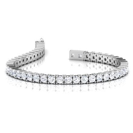 Bracciale Tennis In Oro Bianco Con Genuino Diamanti Taglio Brillante Rotondo 6.75 Carati