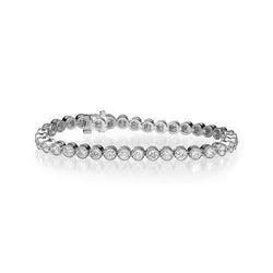 Bracciale Tennis In Oro Bianco Con Genuino Diamanti Taglio Rotondo E Castone 7 Carati