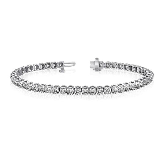Bracciale Tennis In Oro Bianco Con Genuino Diamanti Tondi Da 7.20 Carati