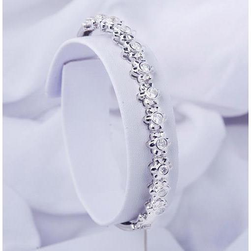 Bracciale Tennis In Oro Bianco Massiccio 14K Con Castone Con Vero Diamanti Rotondi Da 4.20 Ct