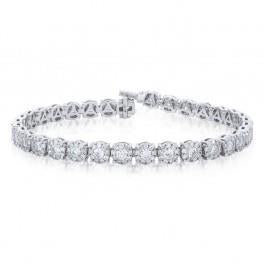 Bracciale Tennis In Oro Bianco Massiccio 14K Con Genuino Diamanti Tondi Da 7 Carati