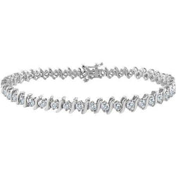Bracciale Tennis In Oro Bianco Massiccio 14K Con Vero Diamante Taglio Brillante Rotondo Da 5 Ct
