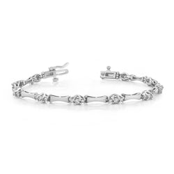 Bracciale Tennis In Oro Bianco Massiccio 14K Con Vero Diamante Taglio Brillante Rotondo Da 6 Ct