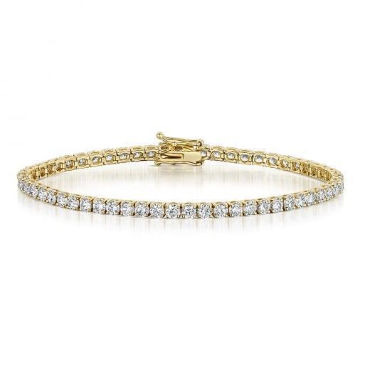 Bracciale Tennis In Oro Giallo 14k 6.85 Carati Con Vero Diamanti Taglio Rotondo Novità