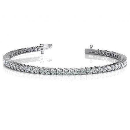 Bracciale Tennis In Oro Massiccio 6 Carati Con Genuino Diamanti Rotondi Bianchi A 2 Punte