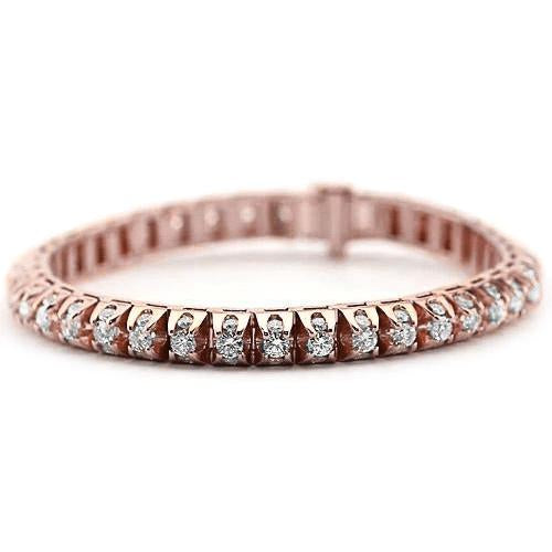 Bracciale Tennis Naturale Diamante Bianco 6.35 Carati Donna Oro Rosa 14K