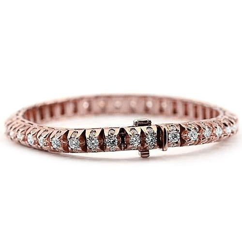 Bracciale Tennis Naturale Diamante Bianco 6.35 Carati Donna Oro Rosa 14K