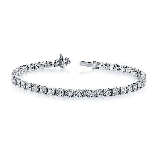 Bracciale Tennis Scintillante 5.85 Carati Con Genuino Diamanti Rotondi Oro Bianco 14K