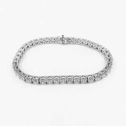Bracciale Tennis Scintillante In Oro Bianco Con Vero Diamanti Taglio Rotondo 8 Carati