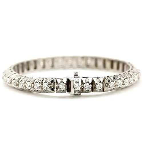 Bracciale Tennis Vero Diamante Bianco 6.35 Carati Gioielli In Oro Bianco 14K