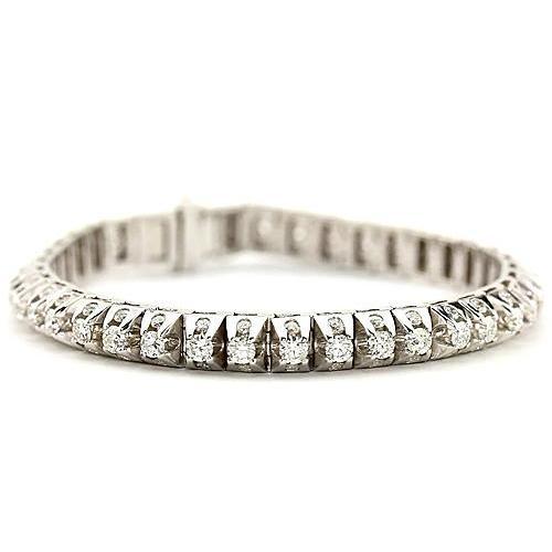 Bracciale Tennis Vero Diamante Bianco 6.35 Carati Gioielli In Oro Bianco 14K