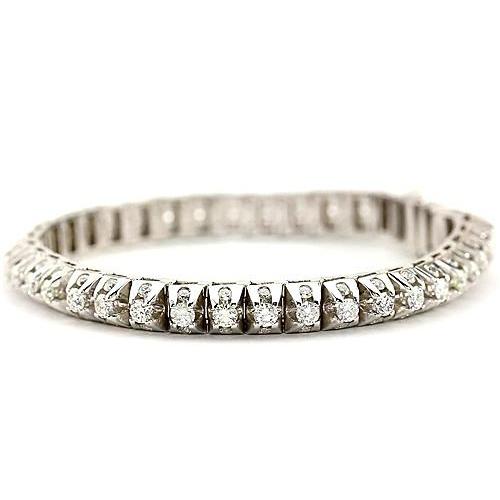 Bracciale Tennis Vero Diamante Bianco 6.35 Carati Gioielli In Oro Bianco 14K