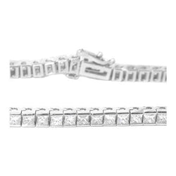 Bracciale Tennis in Oro Bianco Massiccio 14k Con Veri Diamanti Taglio Principessa Da 10,50 CT