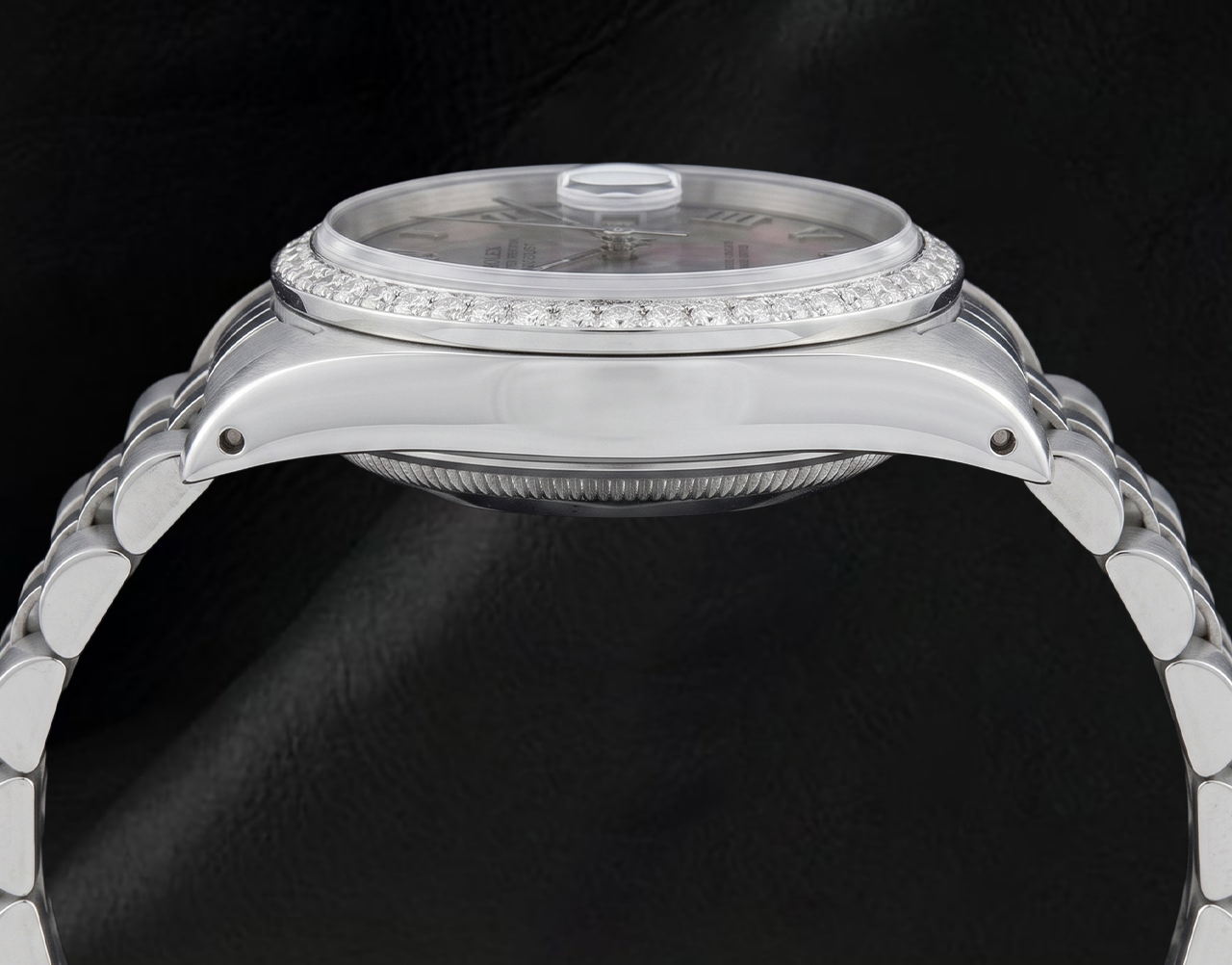 Bracciale acciaio inossidabile giubileo Rolex Lunetta con diamanti Quadrante romano grigio IMPOSTAZIONE RAPIDA
