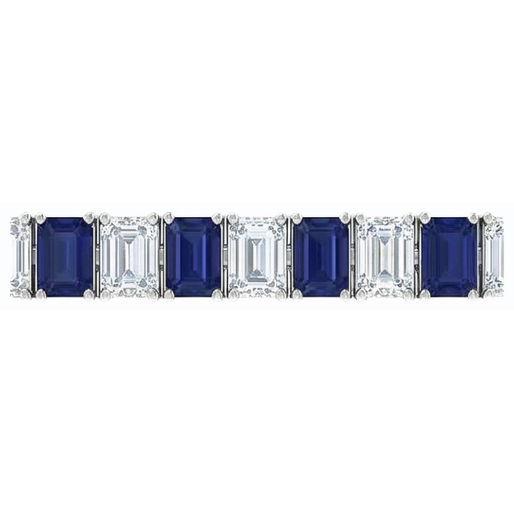 Bracciale da tennis taglio smeraldo zaffiro blu 12 carati gioielli Novità
