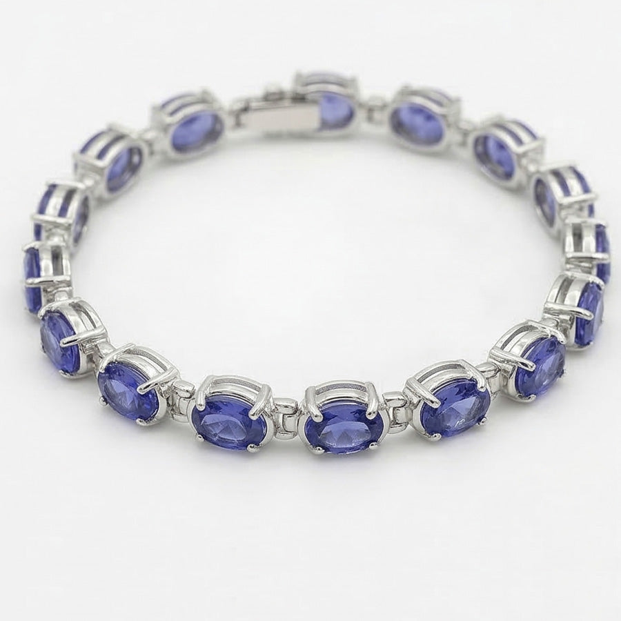 Bracciale tennis blu zaffiro diamante set di gioielli 18 carati