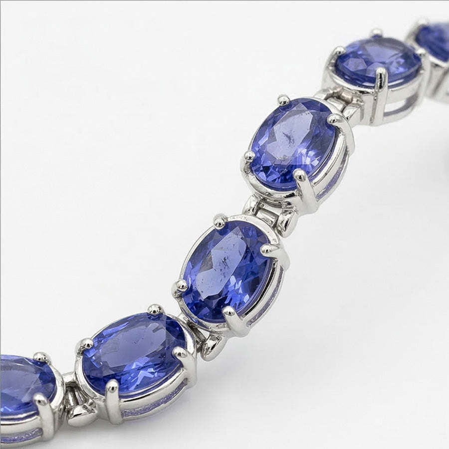 Bracciale tennis blu zaffiro diamante set di gioielli 18 carati