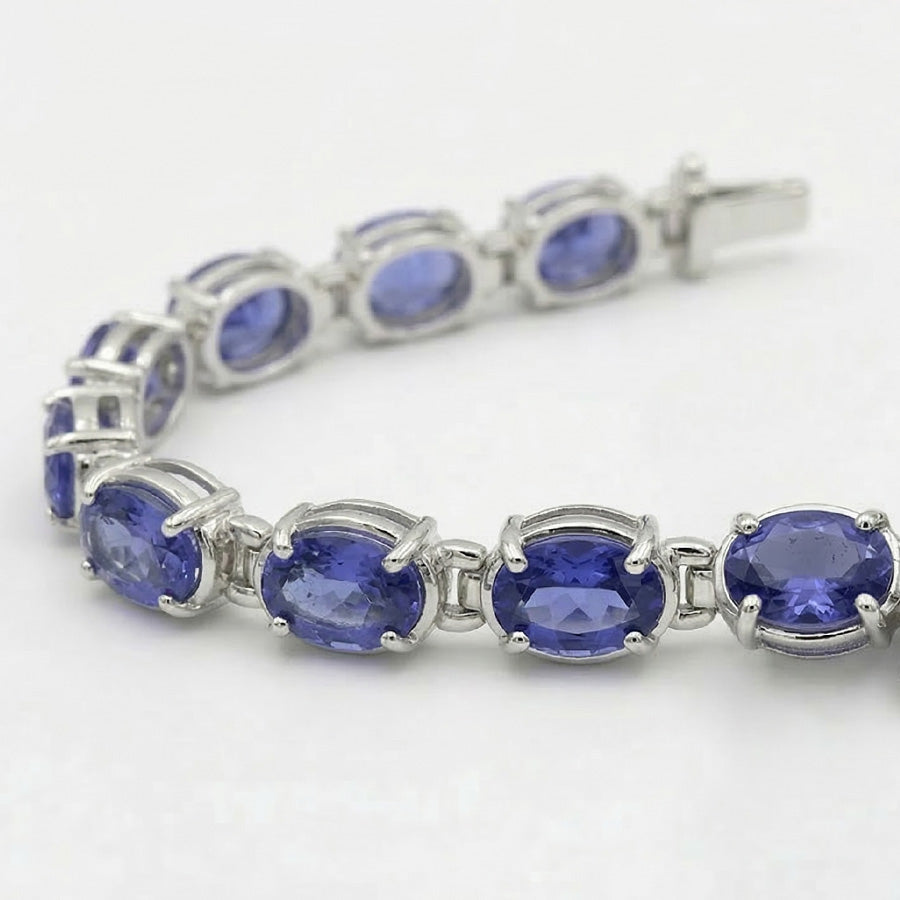Bracciale tennis blu zaffiro diamante set di gioielli 18 carati
