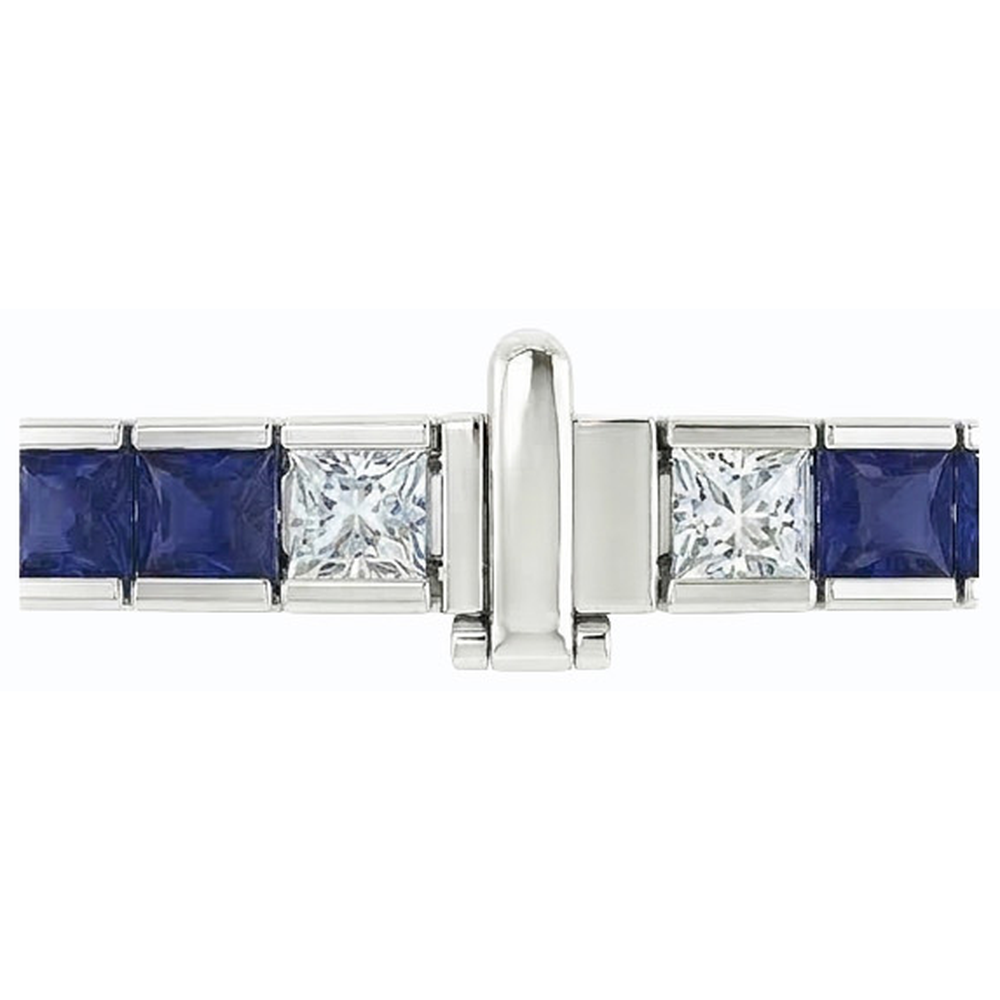 Bracciale tennis in zaffiro blu taglio Princess 25 carati in oro bianco 14K