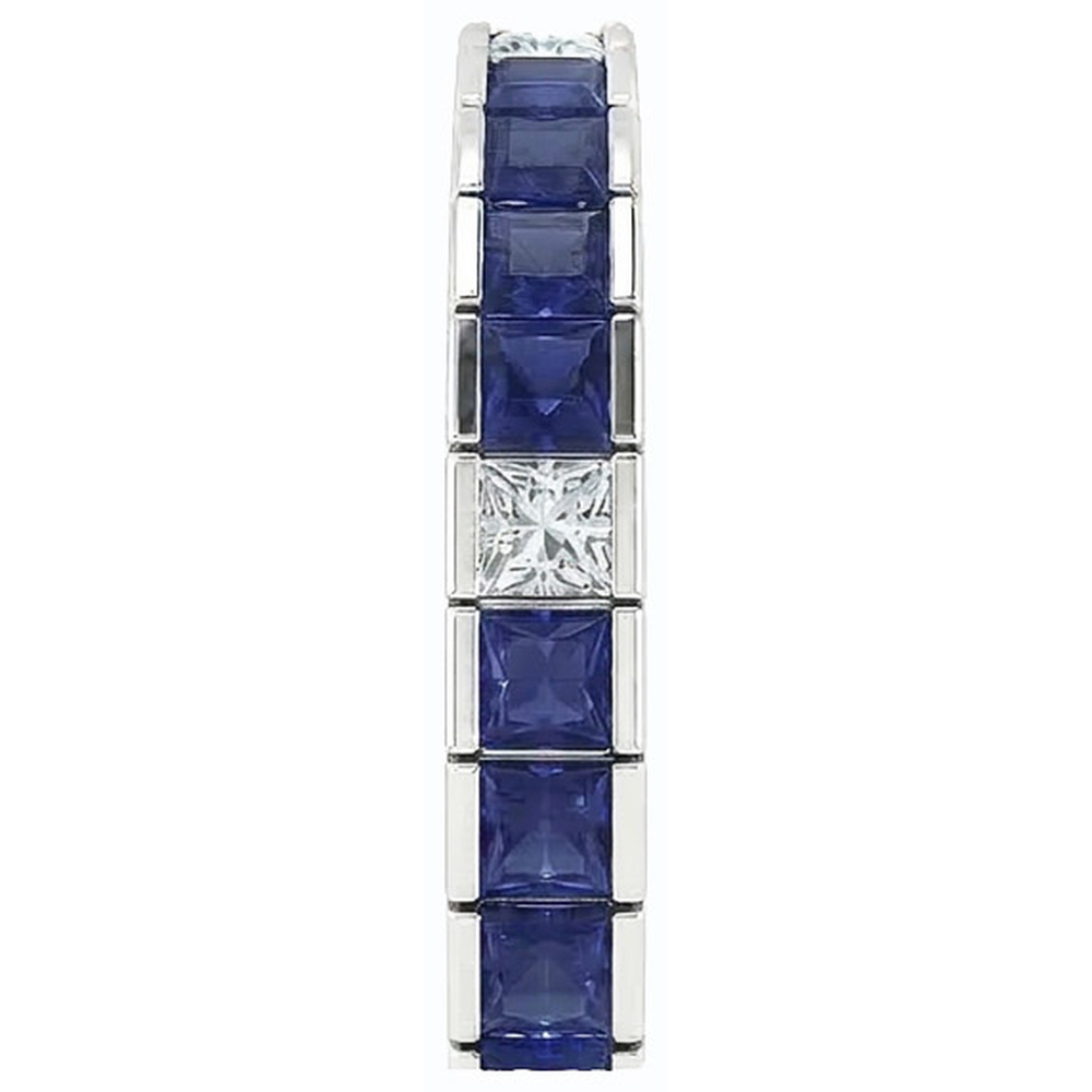 Bracciale tennis in zaffiro blu taglio Princess 25 carati in oro bianco 14K