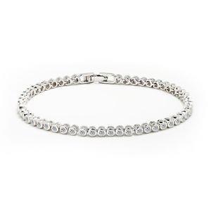 Bracciale 4 Carati Con Vero Diamanti Taglio Rotondo Oro Bianco 14K