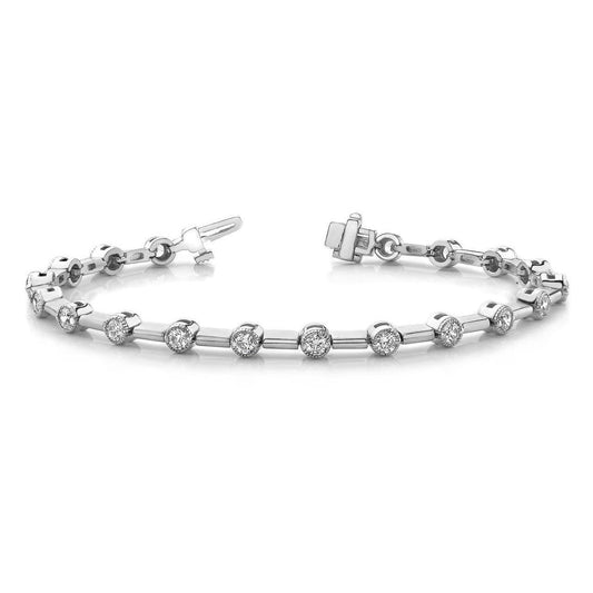 Bracciale A Maglie Con Genuino Diamanti A Taglio Brillante Rotondo Da 5.70 Carati In Oro Bianco 14K