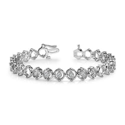 Bracciale A Maglie Da 1,20 Ct Con Naturale Diamanti A Taglio Rotondo 14K Oro Bianco
