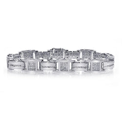 Bracciale A Maglie Da Uomo Con Naturale Diamanti Taglio Brillante Piccolo 4.70 Carati WG 14K