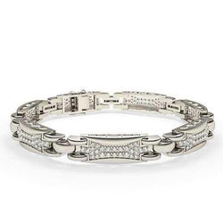Bracciale A Maglie Da Uomo Con Piccoli Naturale Diamanti Taglio Brillante 6 Carati WG 14K
