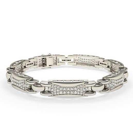 Bracciale A Maglie Da Uomo Con Piccoli Naturale Diamanti Taglio Brillante 6 Carati WG 14K