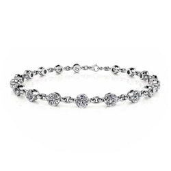 Bracciale A Maglie In Oro Bianco 14K Con Vero Diamanti Scintillanti Taglio Rotondo 5 Carati