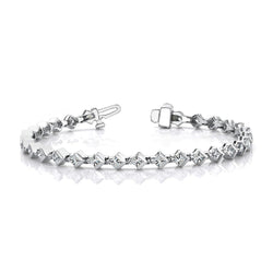 Bracciale A Maglie In Oro Bianco Con Mezzo Genuino Diamante Taglio Principessa Da 7,25 Ct