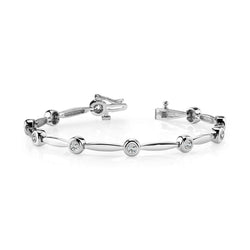 Bracciale A Maglie Lucide Da 2.5 Carati Con Naturale Diamanti A Taglio Rotondo In Oro Bianco 14K