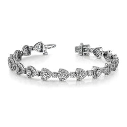 Bracciale A Maglie Triangolari In Oro Bianco Con Vero Diamanti Taglio Brillante 11.10 Carati