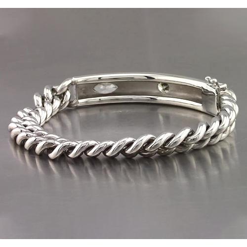 Bracciale Bar Bracciale Da Uomo Con Naturale Diamanti Ovale. Rotondo E Marquise Da 4.50 Carati