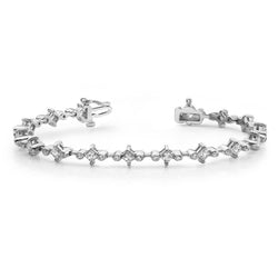 Bracciale Con Castone E Lunetta In Oro Bianco 14K Con Vero Diamanti Da 7.50 Ct