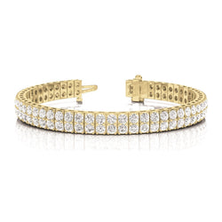 Bracciale Con Genuino Diamanti A Doppia Fila A Taglio Rotondo 14K Giallo 11,20 Carati Nuovo