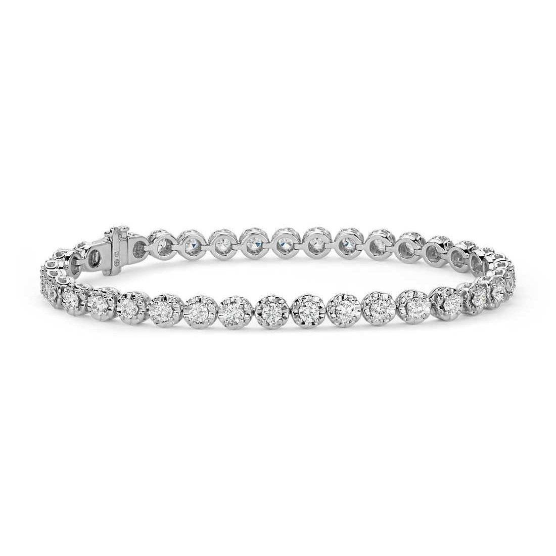 Bracciale Con Genuino Diamanti A Taglio Brillante Rotondo Da 3,50 Ct Montatura A Taglio Diamantato