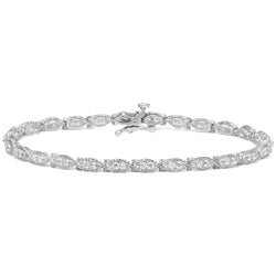 Bracciale Con Genuino Diamanti Rotondi Scintillanti Oro Bianco 14K 7.80 Carati