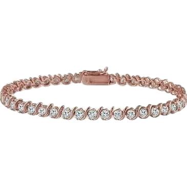 Bracciale Con Genuino Diamanti Scintillanti Taglio Rotondo 8 Carati Oro Rosa 14K